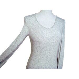 Lord & Taylor Womens Gray Heather Long Sleeve Pullover Tunic T Shirt Size Small